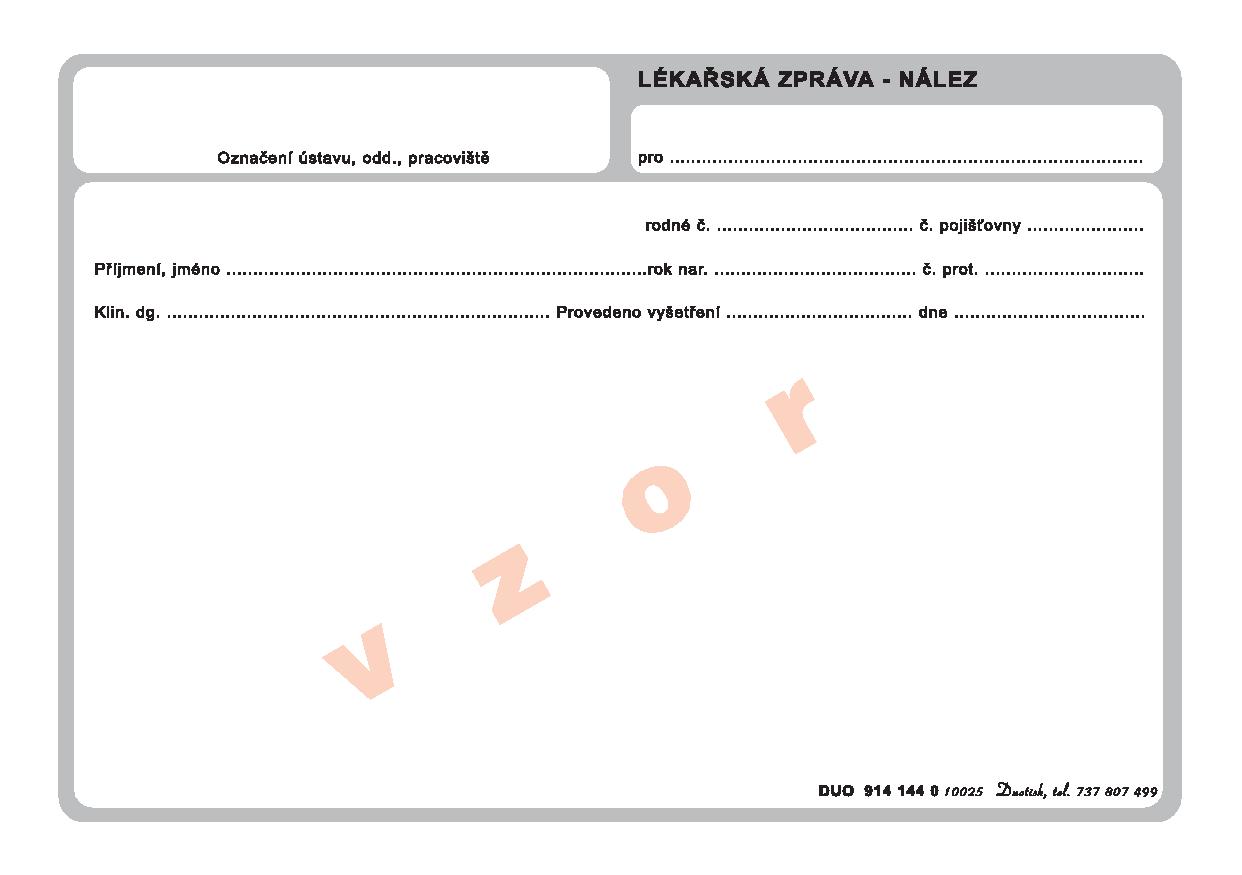 Lékařská zpráva - nález 100 listů
