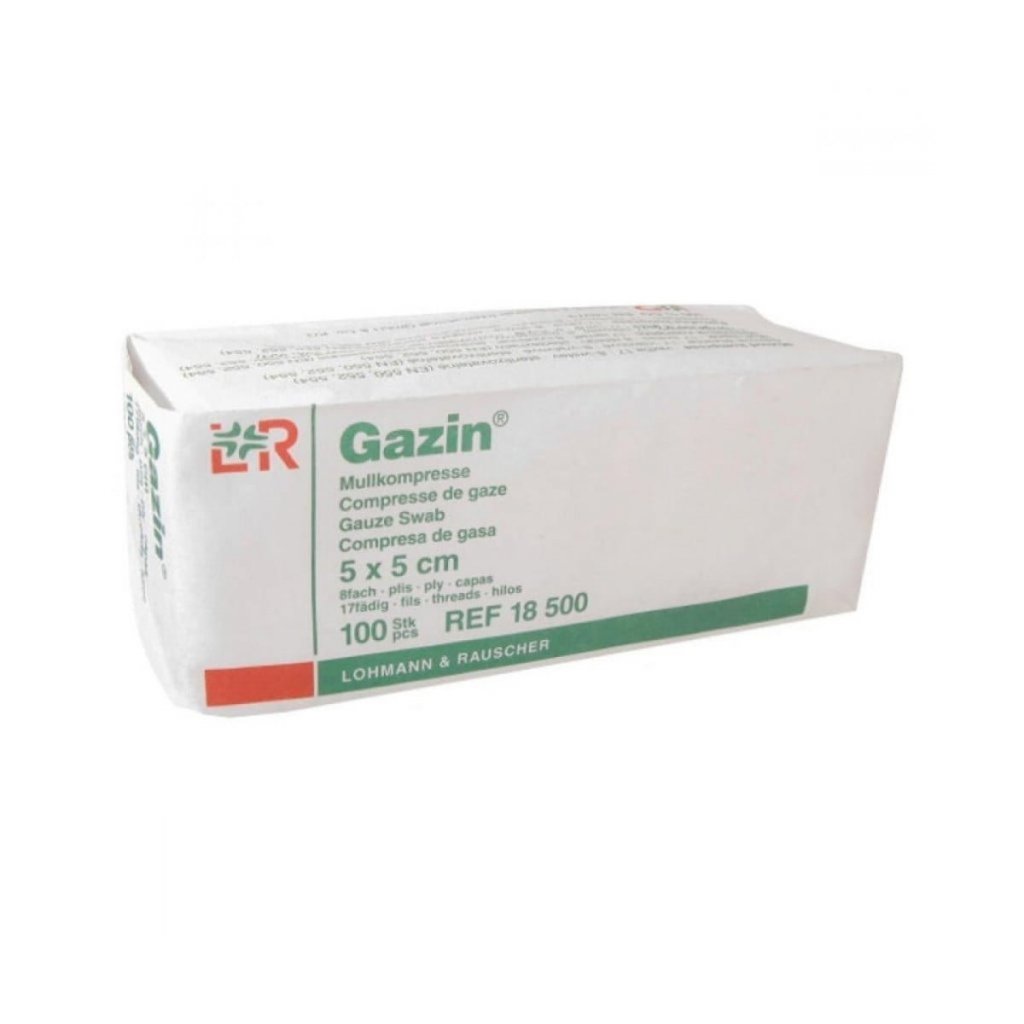 Gáza hydrofil.skl.kompr.Gazin 5x5cm/100ks 8vrstev